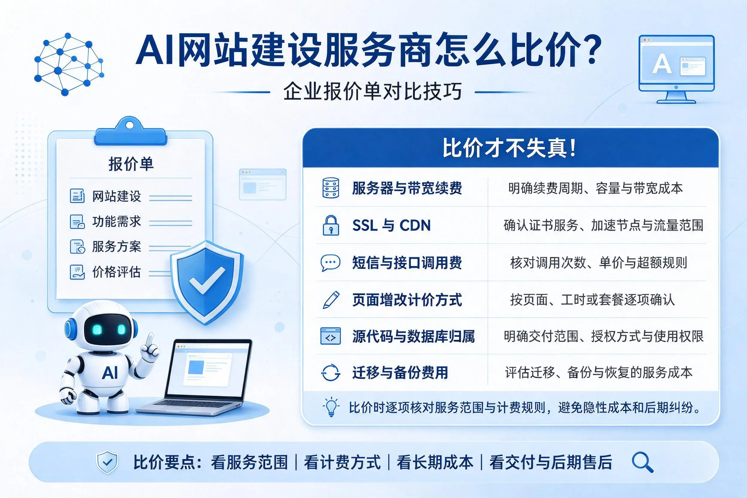 AI网站建设服务商怎么比价?菏泽企业报价单对比技巧